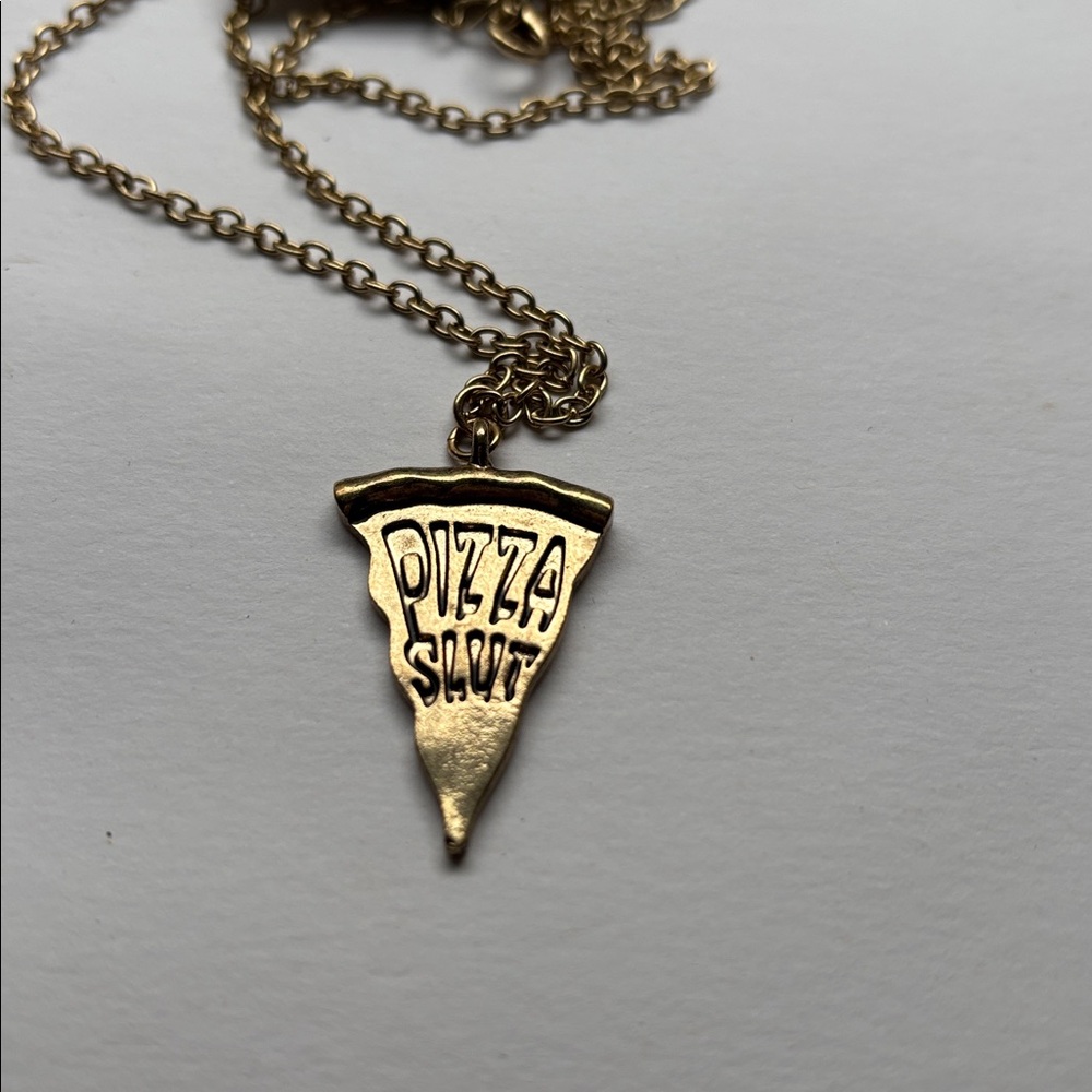 🔴New Slice Of Pizza Pendant W/24”Necklace, Gold Tone, Unisex